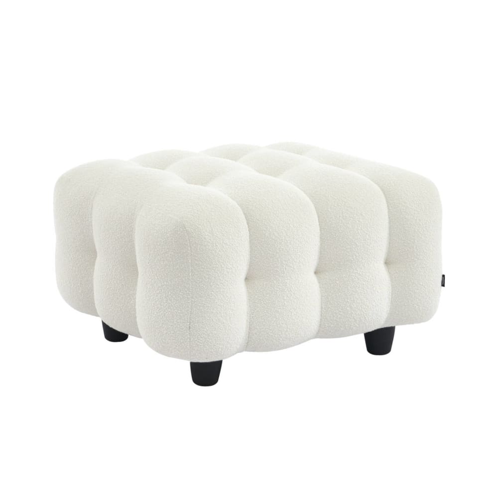 Pouf, repose-pieds pour canapé 3 places bouclette texturée crème