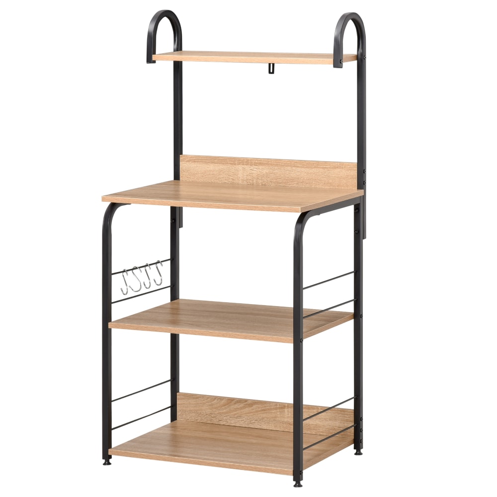 Homcom Mikrowellen-Küchenregal, 3 Böden & Haken, Hellholz Beige Spanplatte
