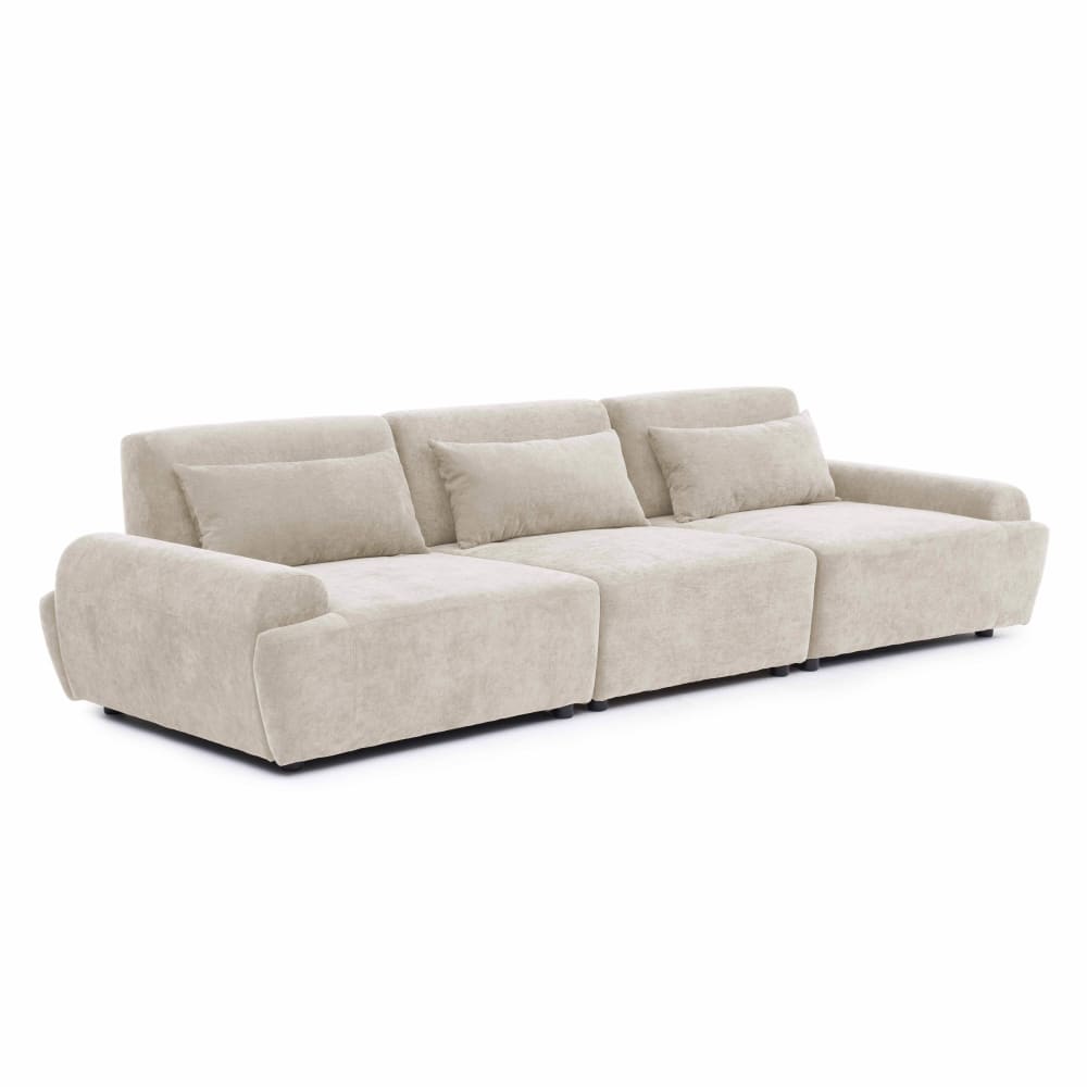 Canapé modulable 3 places en tissu dossier ajustable 303 cm écru