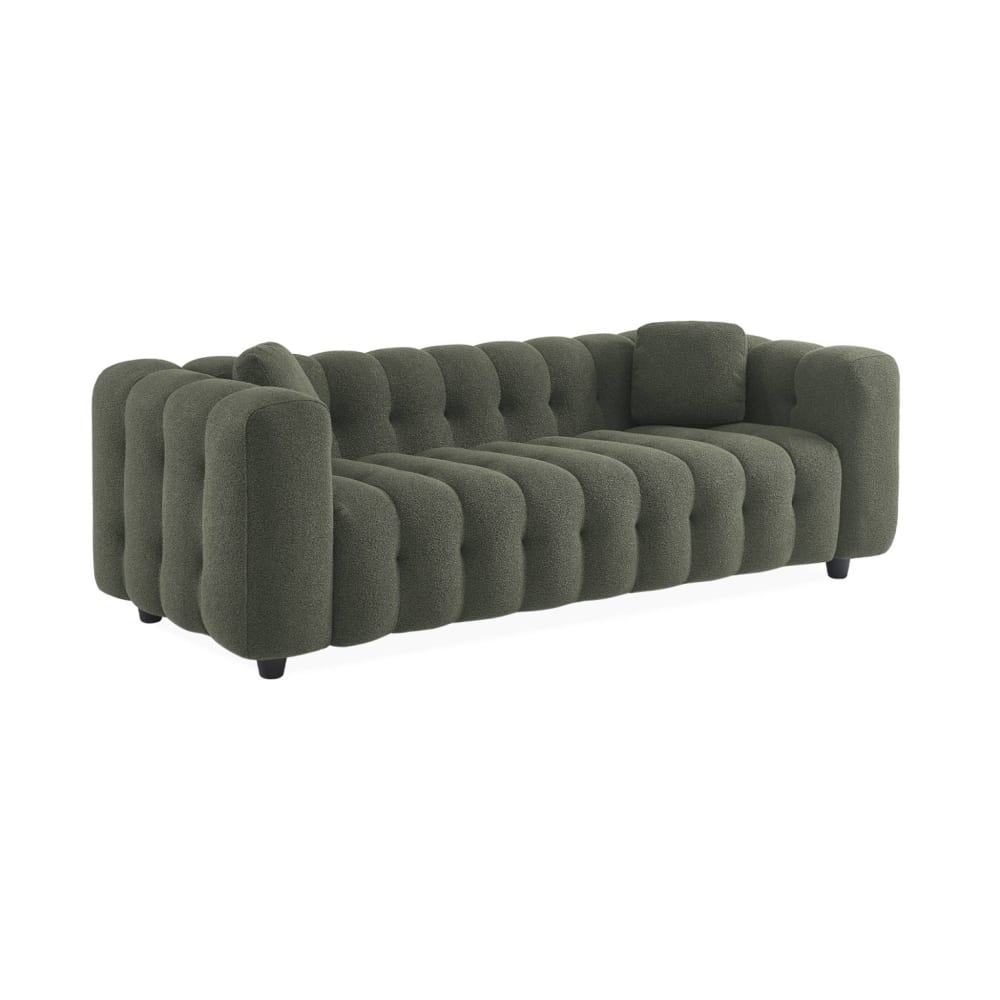 sweeek 3-Sitzer-Sofa mit kapitoniertem Bouclé-Bezug in khaki style modern Grün Stoff