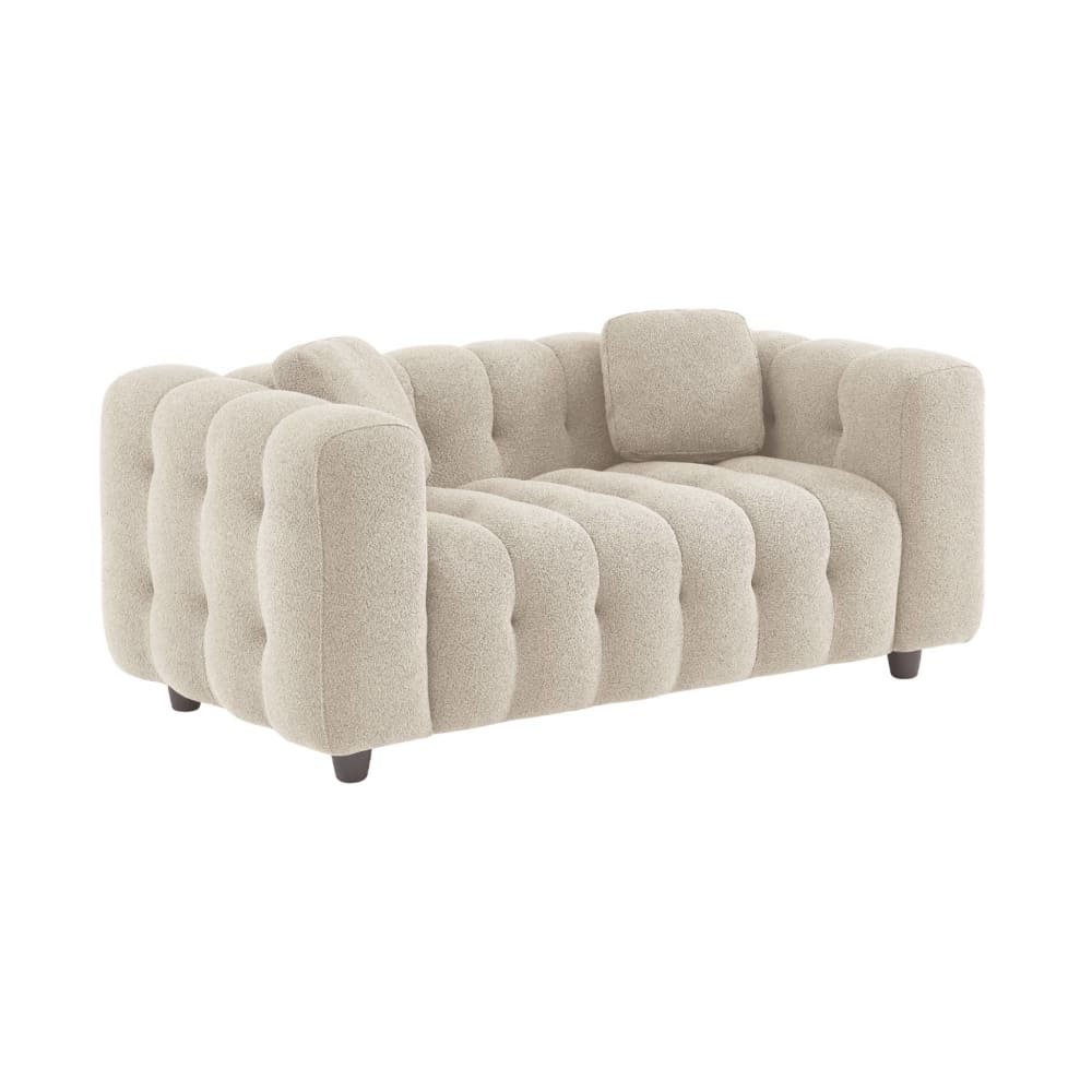 sweeek 2-Sitzer-Sofa mit kapitoniertem Bouclé-Bezug, beige style modern - Stoff