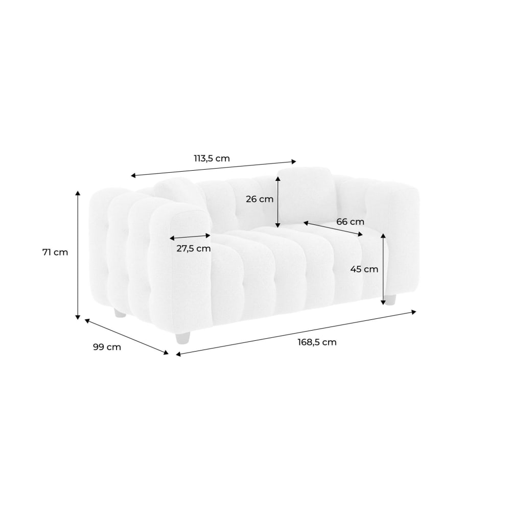 2-Sitzer-Sofa mit kapitoniertem Bouclé-Bezug, beige - Maisons Du