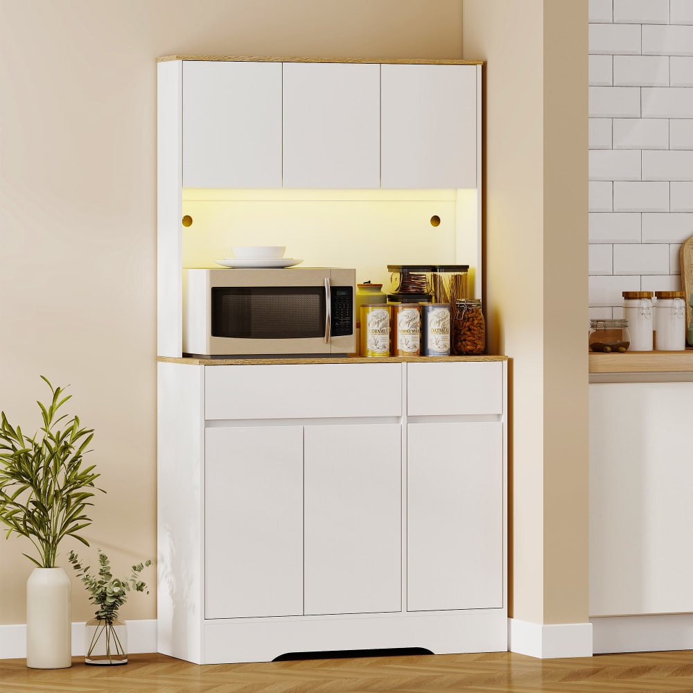 HOMCOM Küchenbuffet mit RGB-LED-Licht, Küchenschrank - Maisons Du
