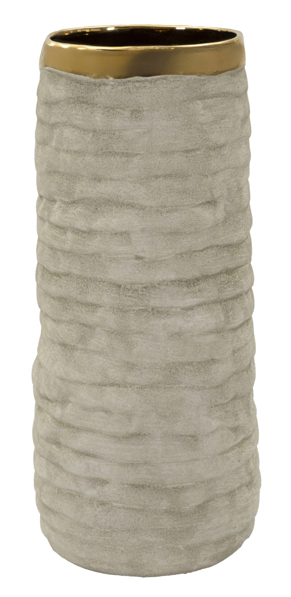 Vase en résine beige à décor doré, Ø 14 x 31,5 cm