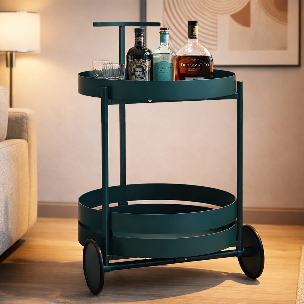 Mauro Ferretti Türkisfarbener Metallwagen, 40 x 49,5 x 61 cm style modern Grün Metall