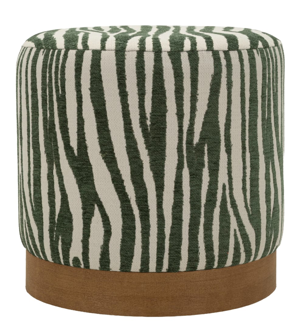 Pouf en tissu blanc et - vert