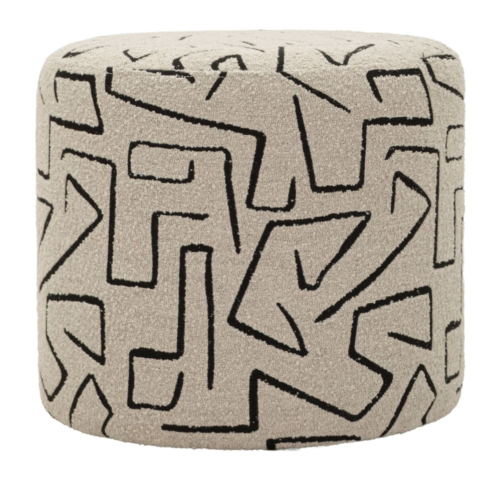 Pouf beige à motifs
