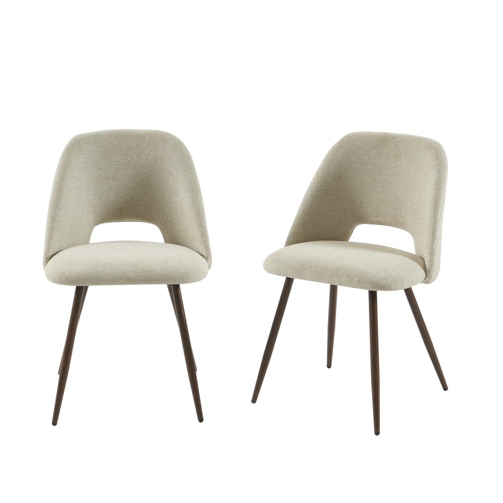 Lot de 2 chaises  tissu - noyer