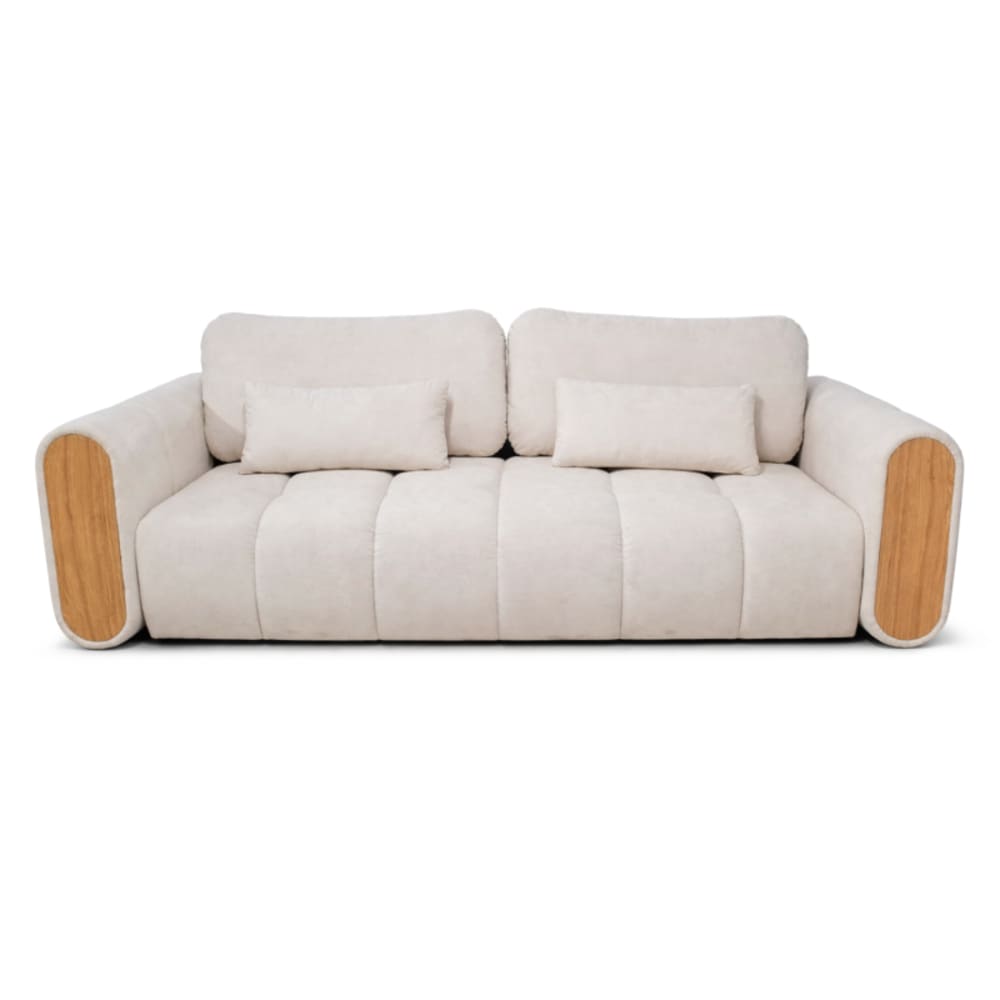 Canapé convertible 3 places effet nuage en tissu et bois
