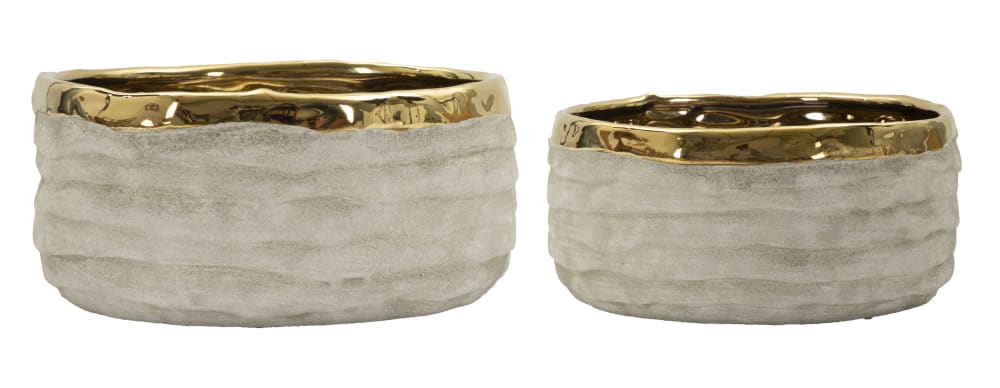 Vases en céramique lot de deux pièces, Ø 22,5x10,5 cm -18x8,5 cm