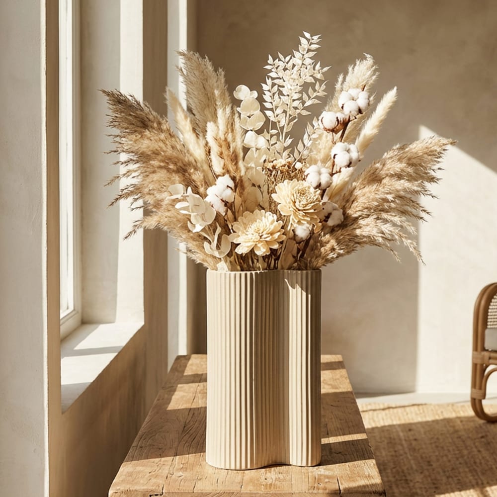 Mauro Ferretti Beige Metallvase 21x12x36 cm style modern Beige Metall