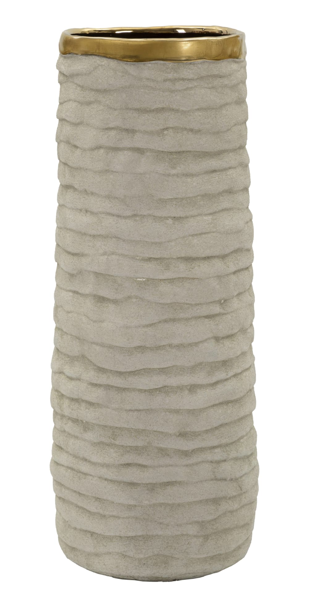 Vase en résine beige à décor doré, Ø 15,5 x 40 cm