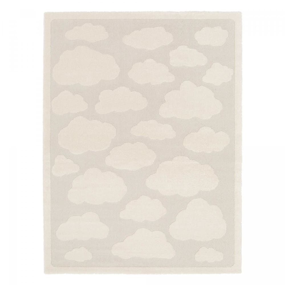 Tapis enfant 160x213 motif nuage tissé crème idéal pour une chambre