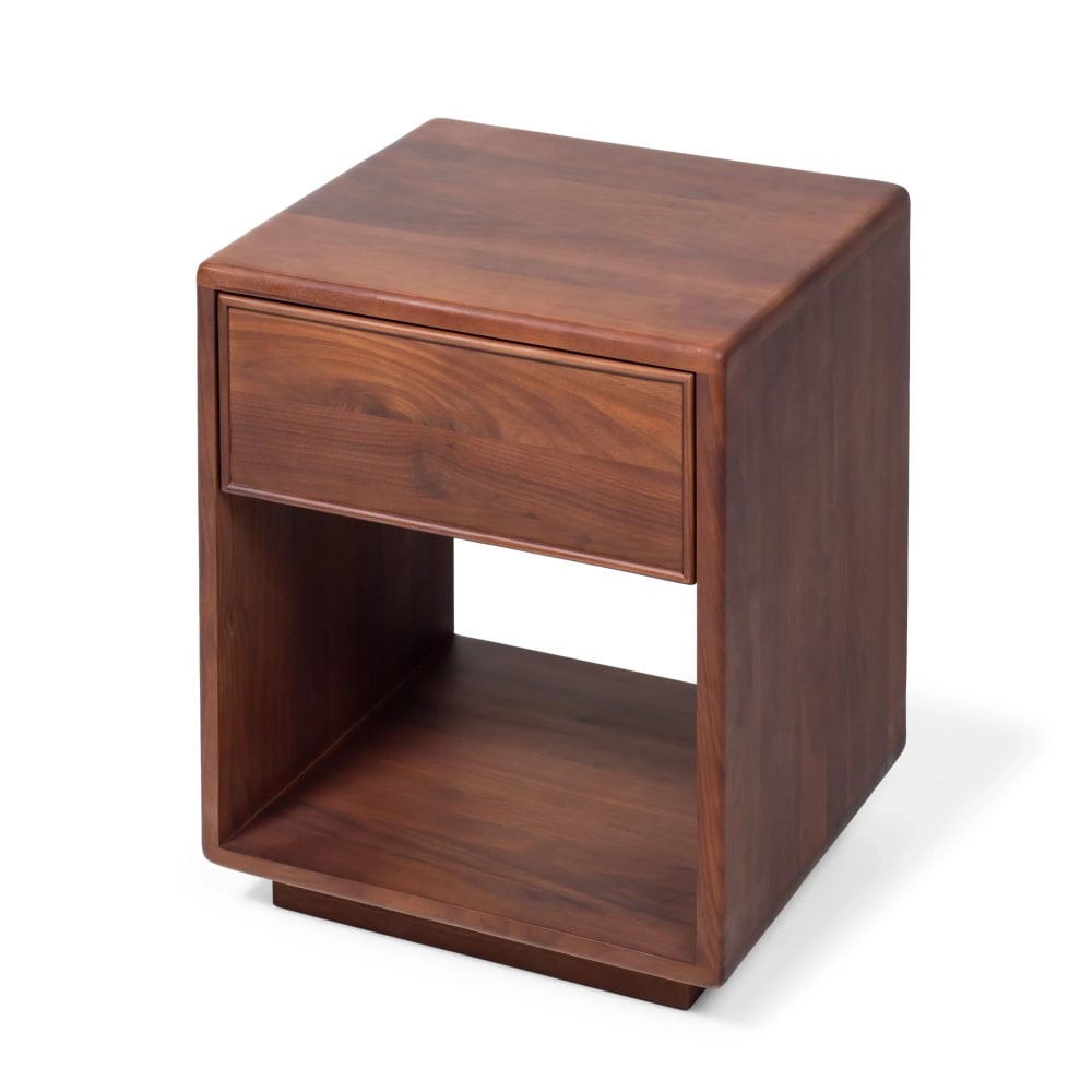 Table de chevet en noyer massif finition mate