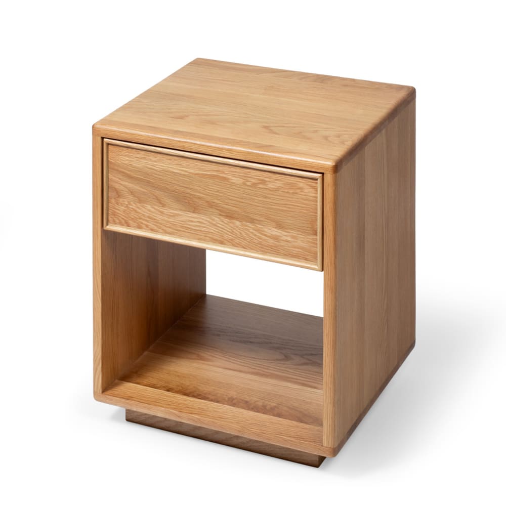 Table de chevet en chêne massif, beige finition mate