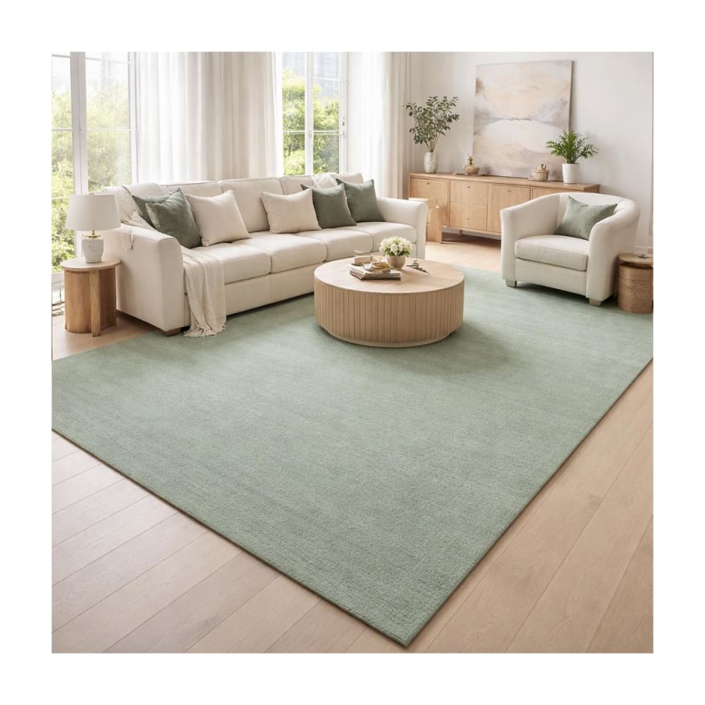 Un amour de tapis Hochfloriger Teppich mit langem Flor für das Wohnzimmer, 160 x 220 style modern Grün Öko-Tex Zertifikat Pes - Polyester