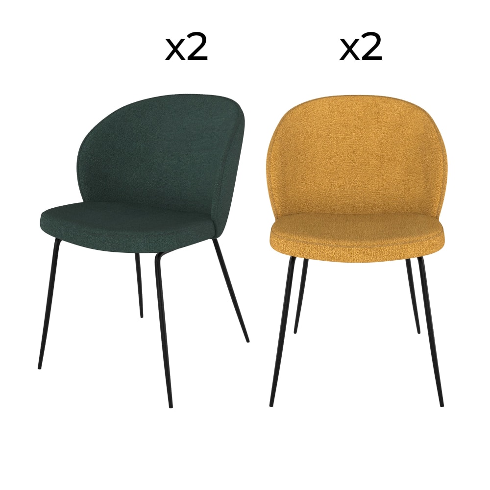Pack 4 chaises en tissu
