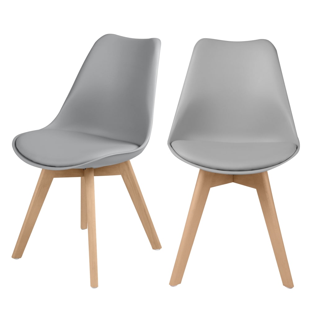 Lot de 2 chaises gris - pieds