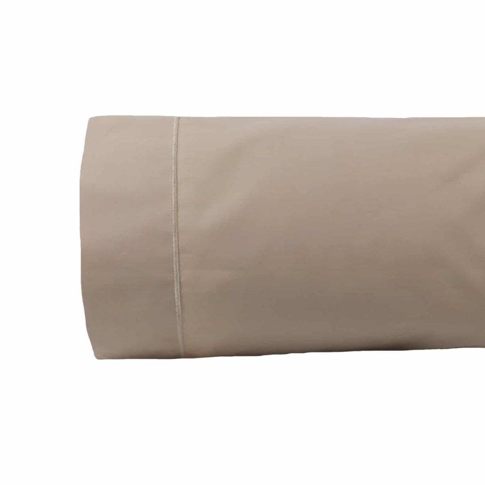 Taie de traversin en percale de coton beige 140 cm