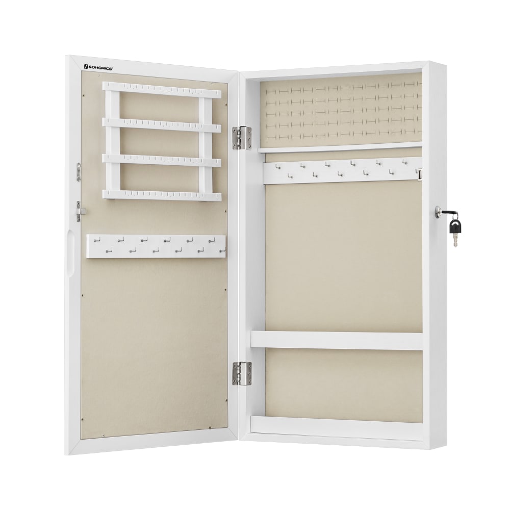 Armoire à bijoux murale mdf verre  blanc