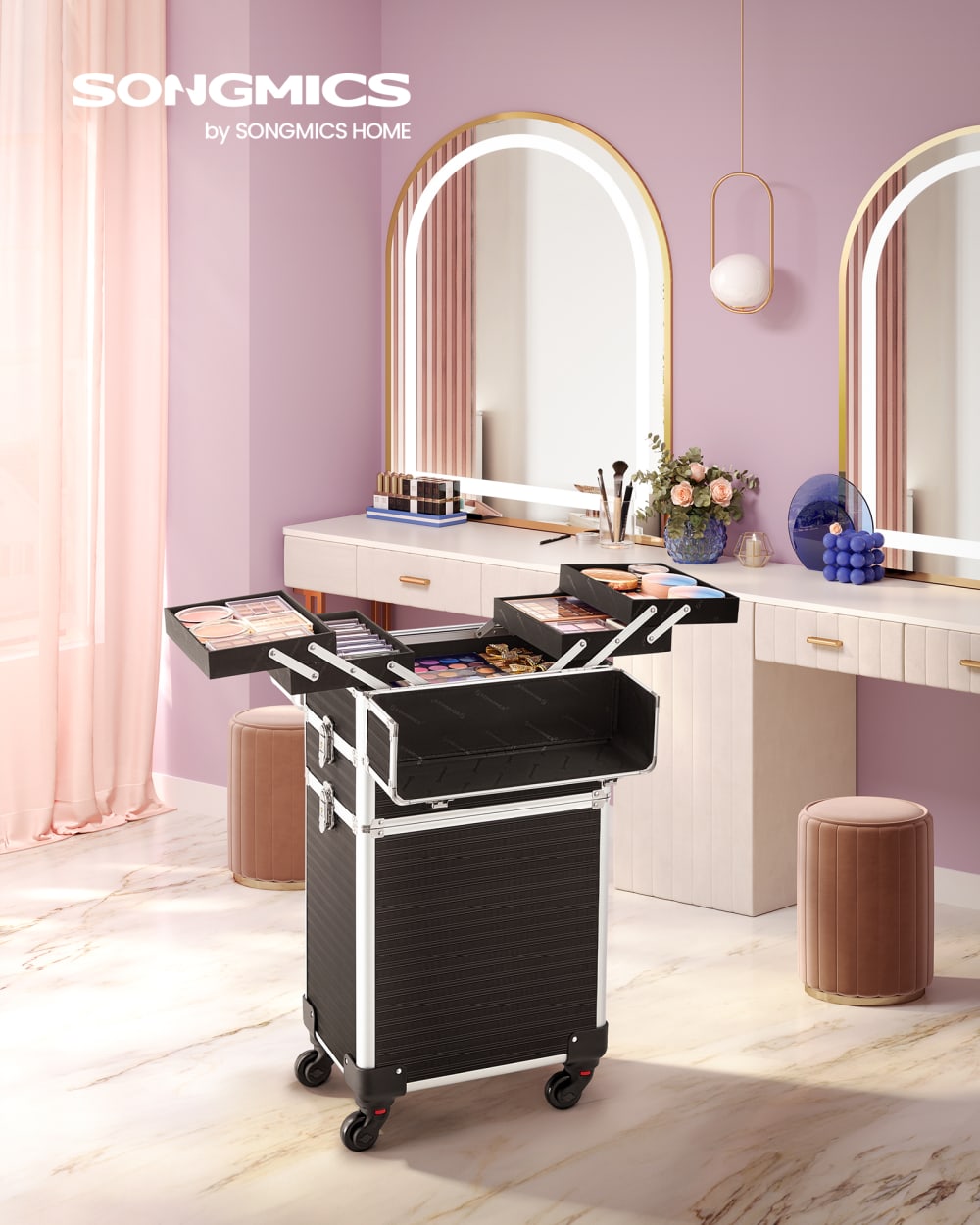 Valise maquillage professionnel 3-en-1 35.7 x 27 x 72.5 cm noir Valise maquillage professionnel 3-en-1 35.7 x 27 x 72.5 cm noir