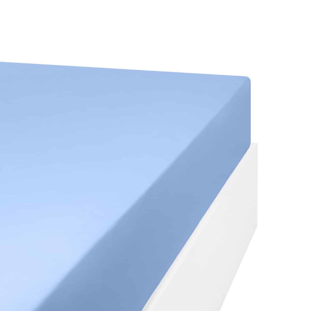 Drap housse tergal pour l'été en coton bleu clair 160x200 cm Drap housse tergal pour l'été en coton bleu clair 160x200 cm