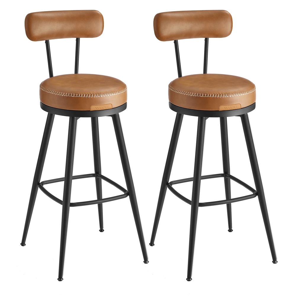 Tabourets pivotants à 360 avec dossiers style 76 cm marron