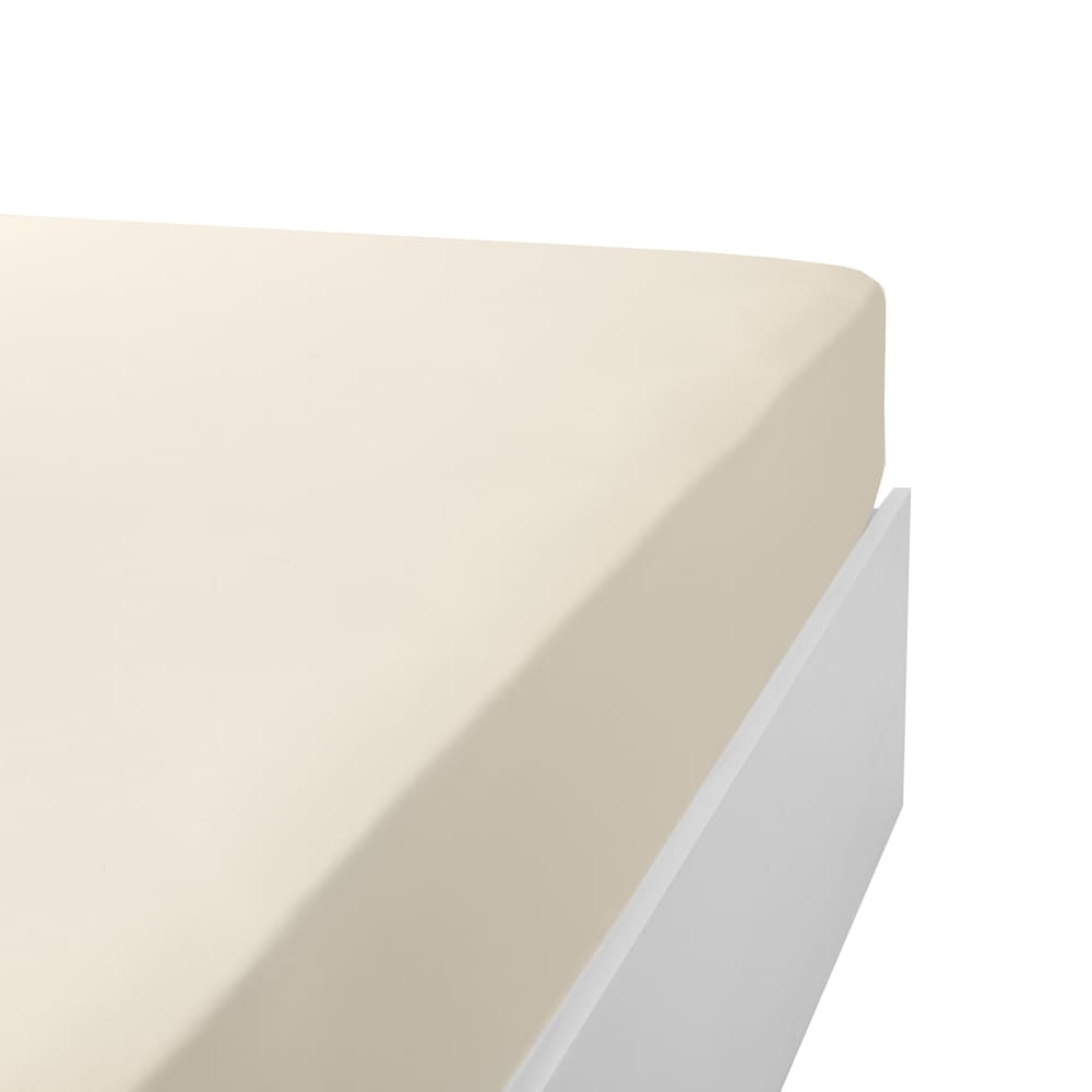 Drap housse jersey extensible en coton ecru 140x190 cm