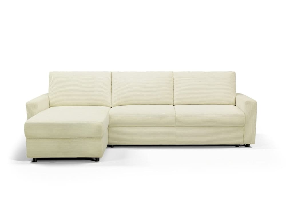 Canapé d'angle convertible réversible ouverture express velours beige