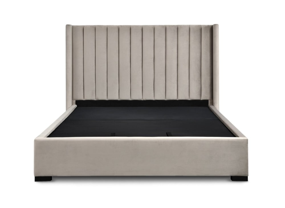 Lit coffre en velours - taupe