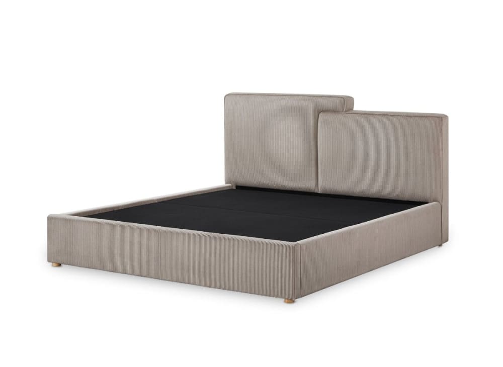 Lit coffre en velours côtelé taupe 160x200 cm Lit coffre en velours côtelé taupe 160x200 cm