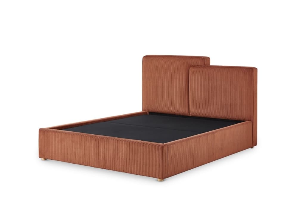 Lit coffre en velours - terracotta