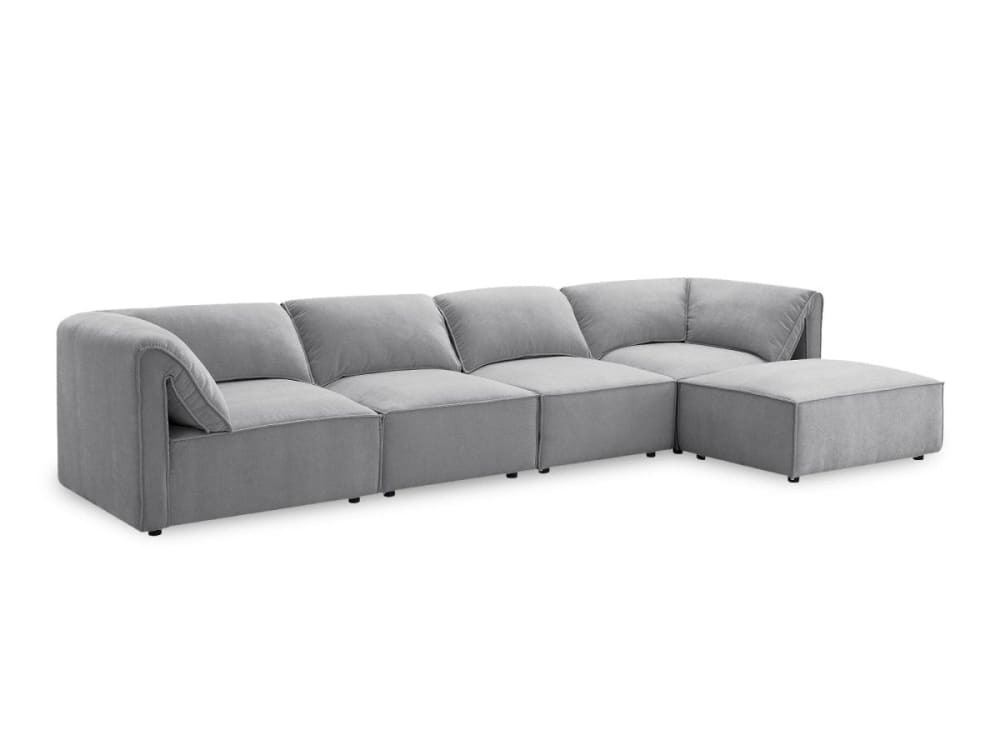 Canapé d'angle modulable en velours gris