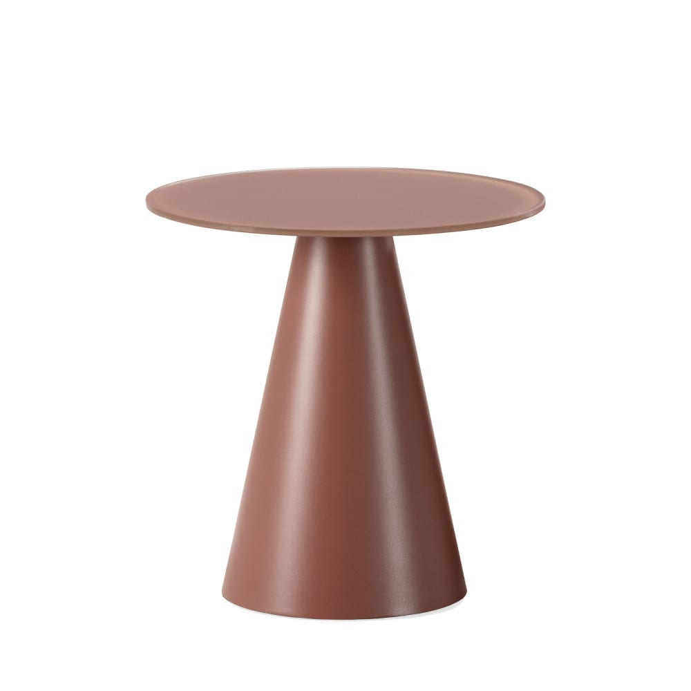 Table d'appoint ronde en verre trempé et métal ø45cm - Marron glacé