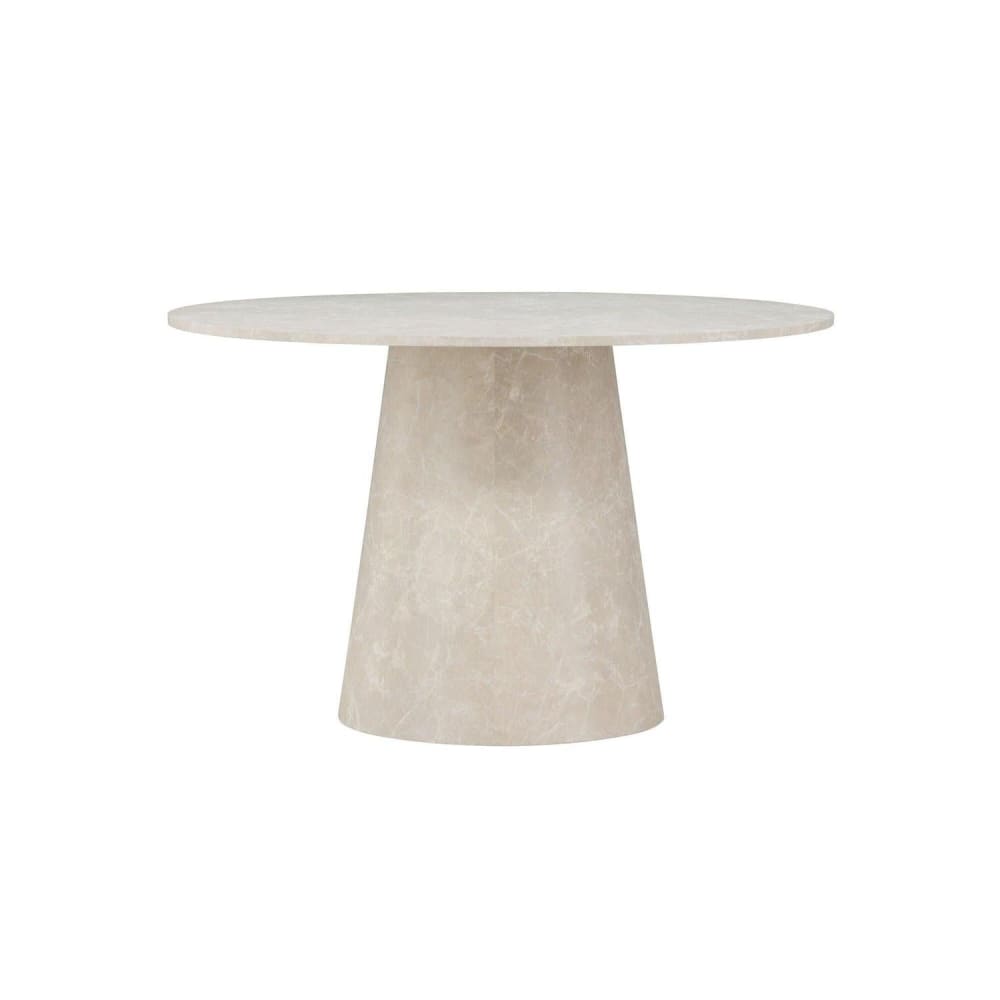 Table à manger 4 personnes ronde effet marbre - Beige