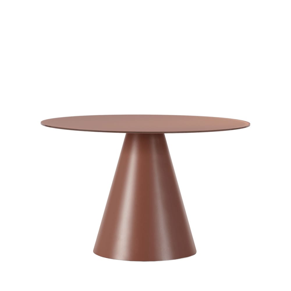 Table à manger 4pers verre/métal rond ø120cm marron glacé