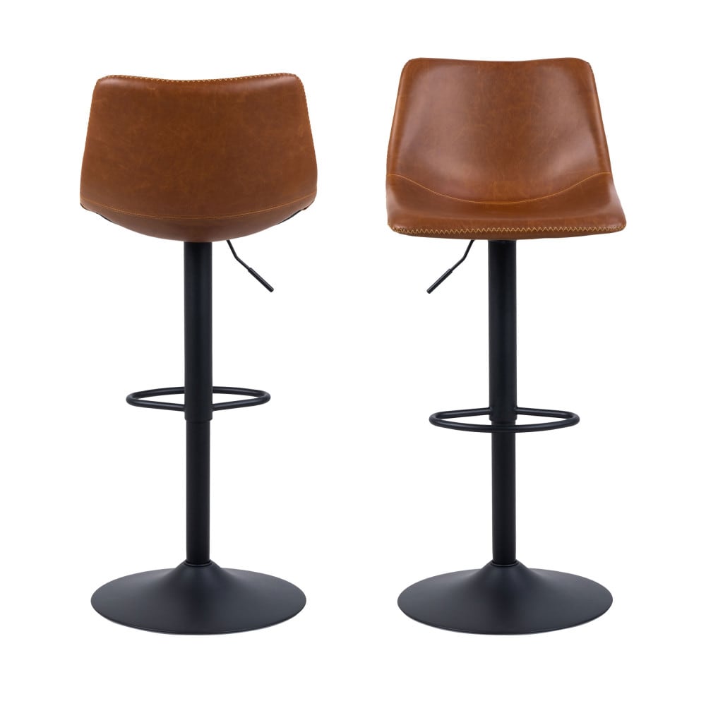 Tabouret de bar réglable en simili et métal H61-83cm - Marron