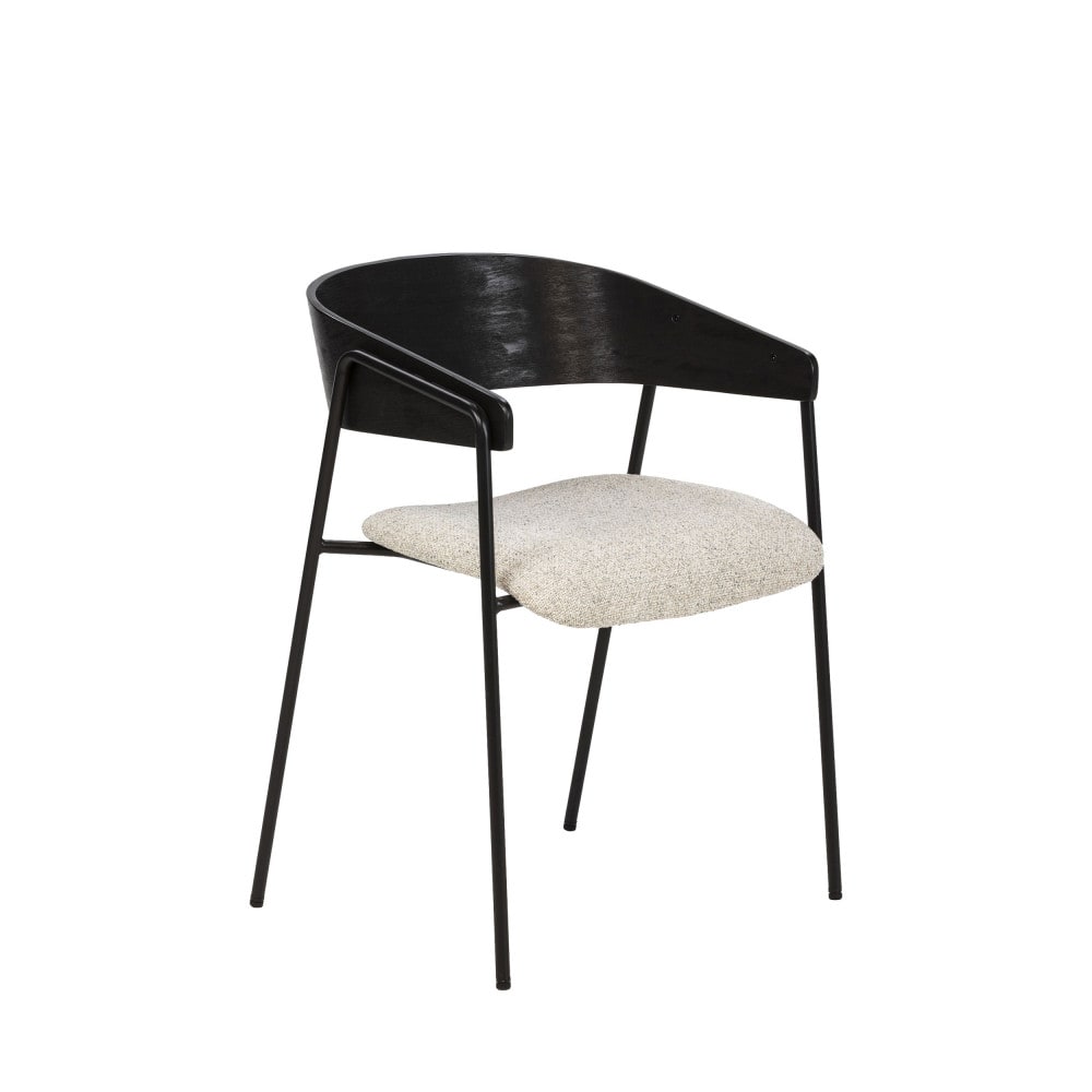 Lot de 2 fauteuils de table en tissu, bois et métal - beige Lot de 2 fauteuils de table en tissu, bois et métal - beige