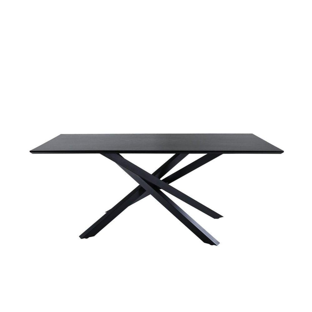 Table à manger 8 personnes en bois et métal - Noir
