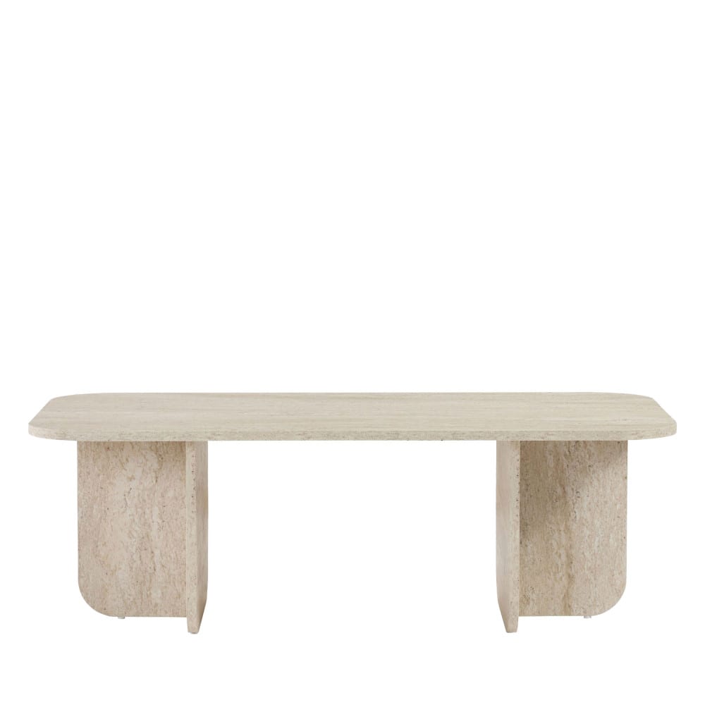 Table basse rectangulaire effet travertin 120x60cm - Beige