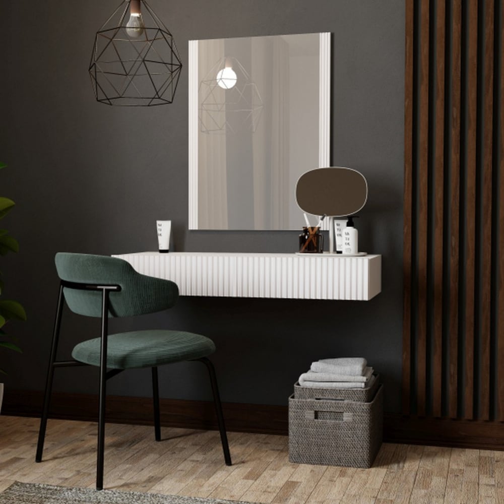 Designer-Hänge-Schminktisch mattweiß + Spiegel - Maisons Du Monde