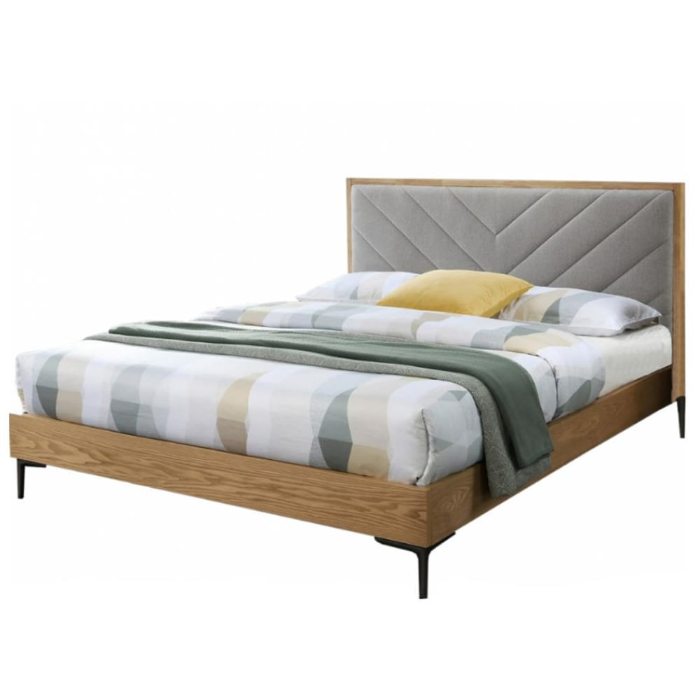Lit aspect bois et tissu