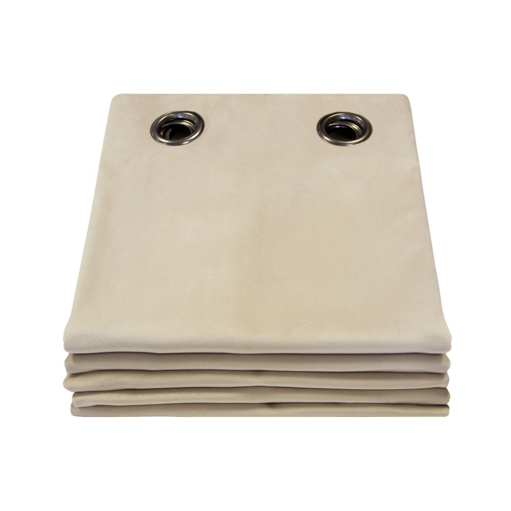 Venise rideau phonique velours oeillets beige mc15 130lx250h — vue 3