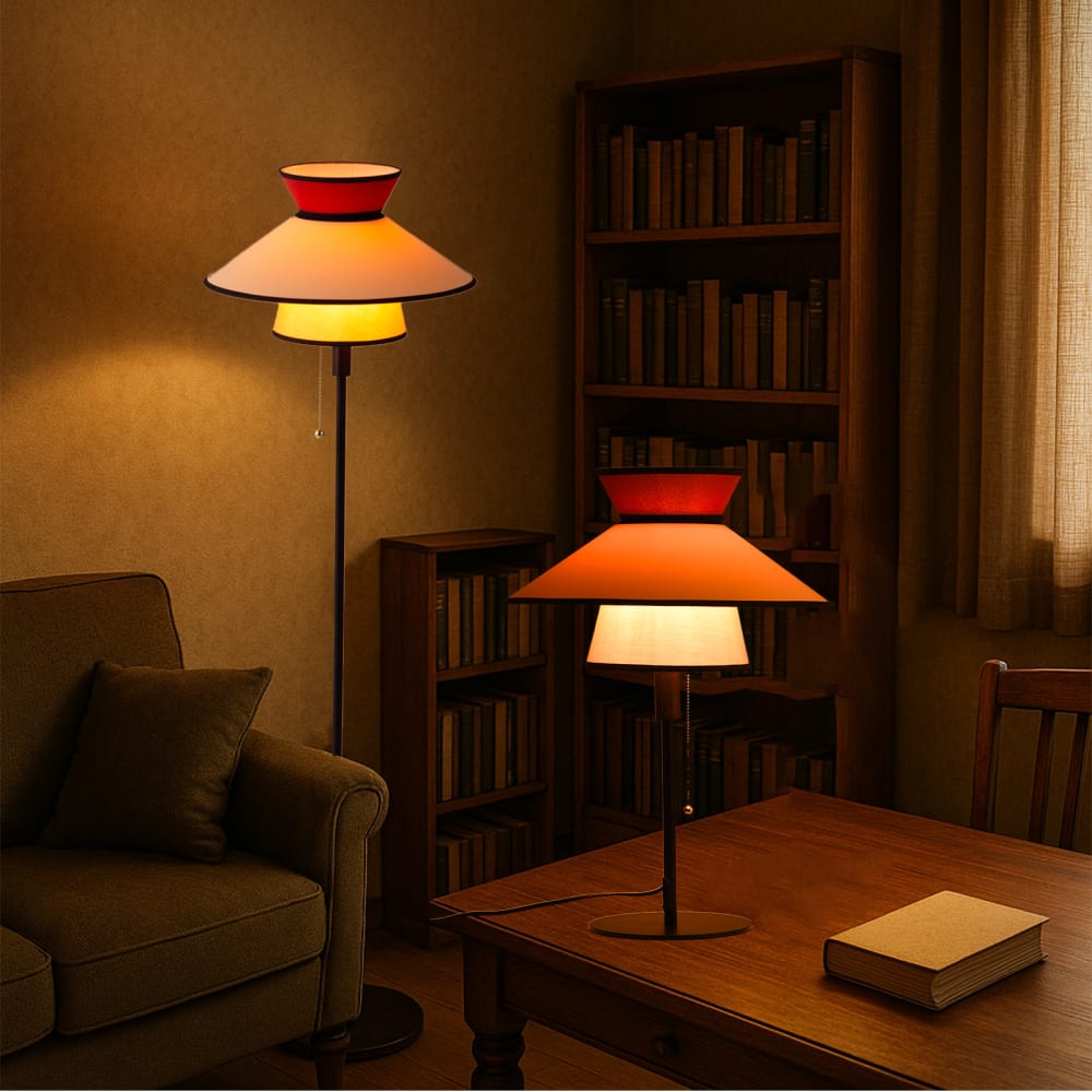 Lampadaire bohème rétro bois et tissu multicolore 121 cm — vue 4
