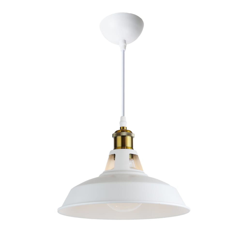 Suspension industrielle métal blanc 27 cm