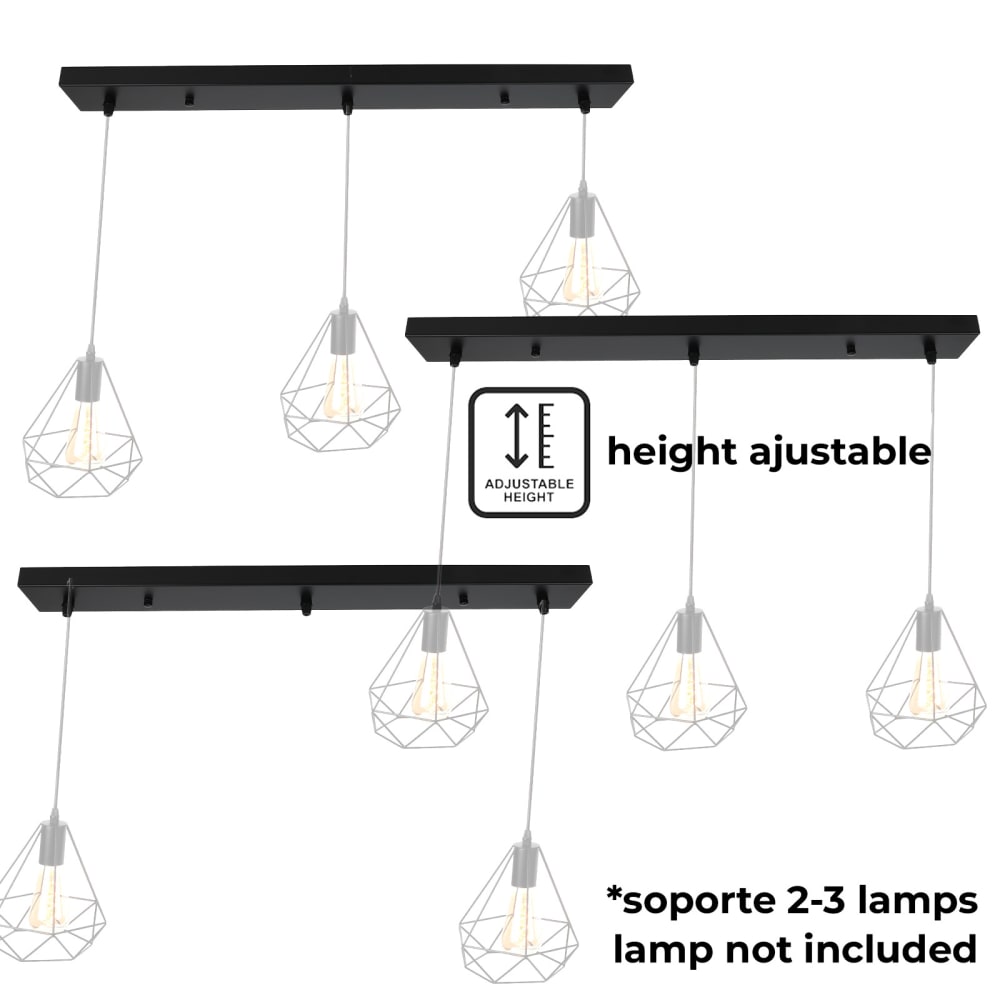 Support plafond suspension universel métal noir 100 cm — vue 3