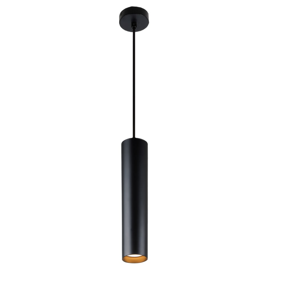 Suspension moderne tube aluminium noir 30 cm
