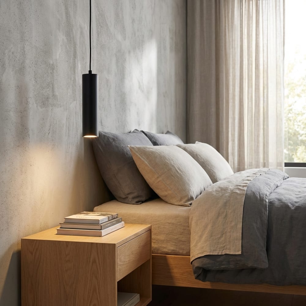 Suspension moderne tube aluminium noir 30 cm — vue 3