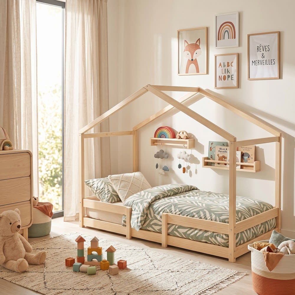 Hochbett + Lattenrost, 90 x 190, natur - Maisons Du Monde