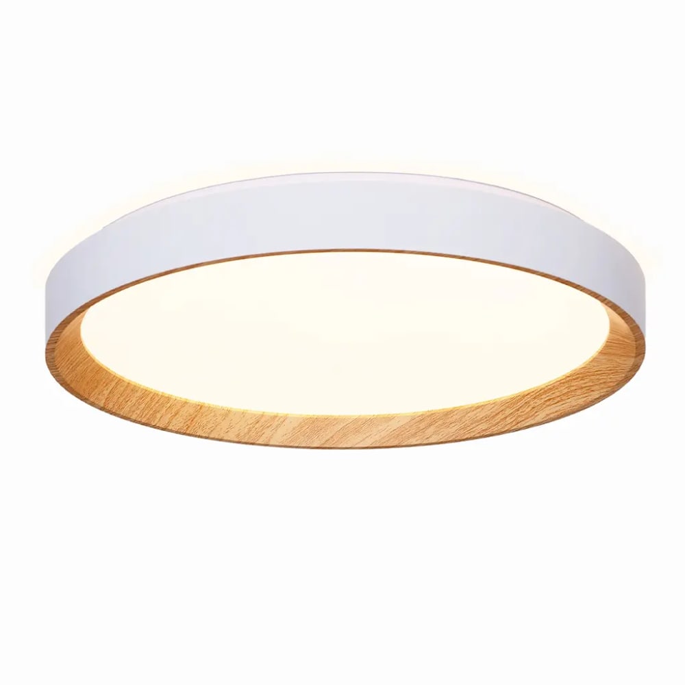 Alpinaluz Deckenleuchte LED 40W Holzoptik Metall Weiß Ø48 cm style modern Weiß Metall